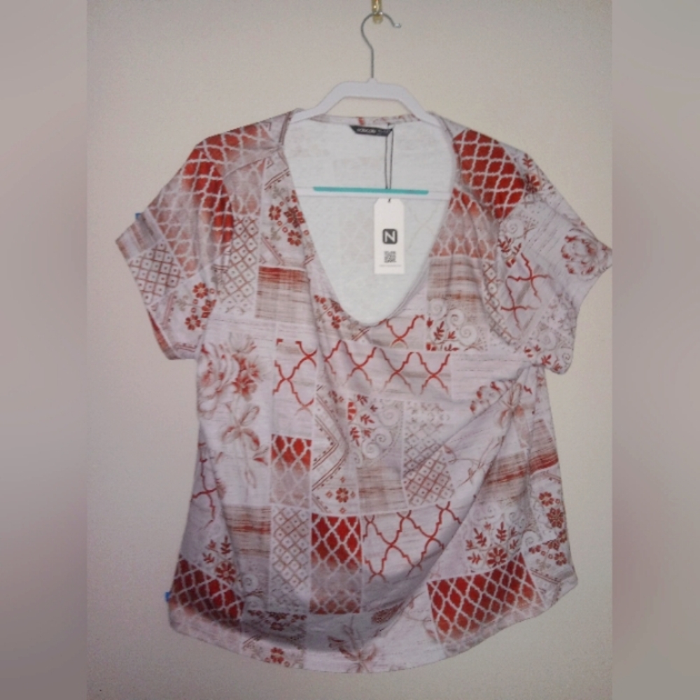 Women's T-shirt..round neckline..shades of brown..